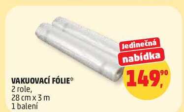 VAKUOVACÍ FÓLIE, 2 role, 28 cm x 3 m, 1 balení  