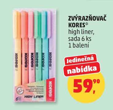 ZVÝRAZŇOVAČ KORES high liner, sada, 6 ks 
