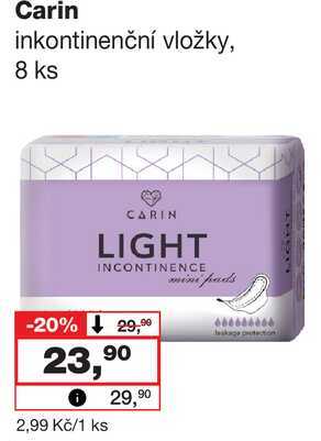 Carin inkontinenční vložky, 8 ks