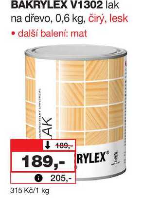 BAKRYLEX V1302 lak na dřevo, 0,6 kg