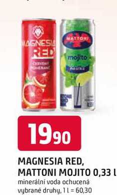 MATTONI MOJITO 0,33 L minerální voda ochucená vybrané druhy