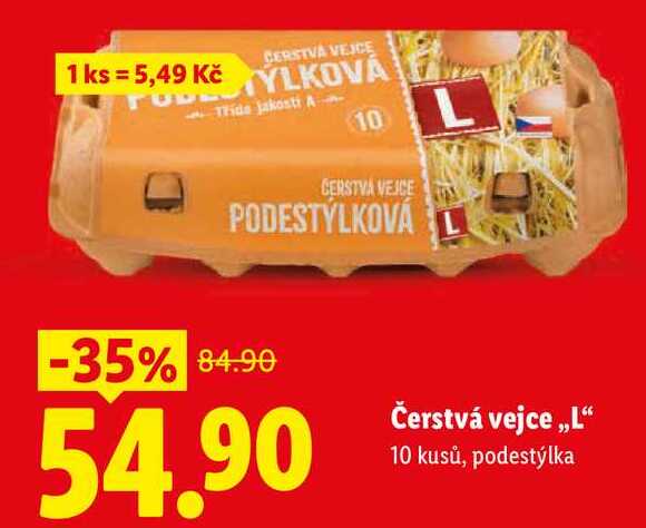 Čerstvá vejce ,,L", 10 kusů
