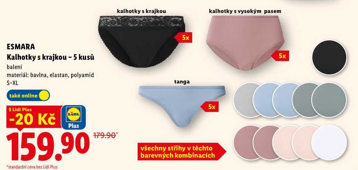 ESMARA Kalhotky s krajkou - 5 kusů
