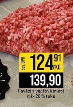 Hovězí a vepřové mleté mix 20% tuku 1kg