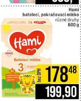 Hami batoleci, pokračovací mléko různé druhy 600 g 