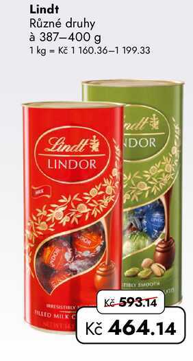Lindt Různé druhy à 387-400 g