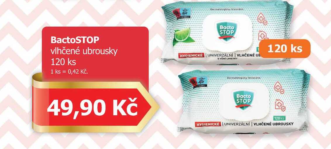 BactoSTOP vlhčené ubrousky 120 ks  