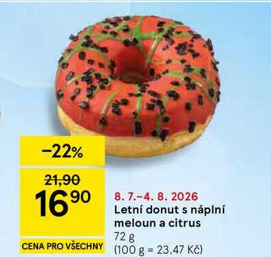 Letní donut s náplní meloun a citrus, 72 g