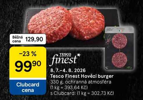Tesco Finest Hovězí burger, 330 g