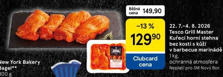 Tesco Grill Master Kuřecí horní stehna bez kosti s kůží v barbecue marinádě, 1 kg