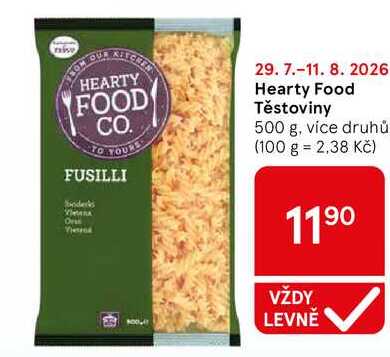 Hearty Food Těstoviny, 500 g, více druhů 