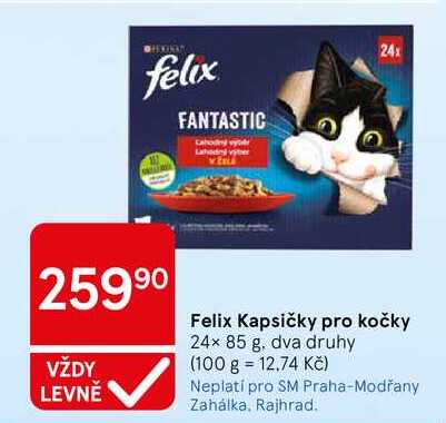 Felix Kapsičky pro kočky, 24x 85 g, dva druhy 