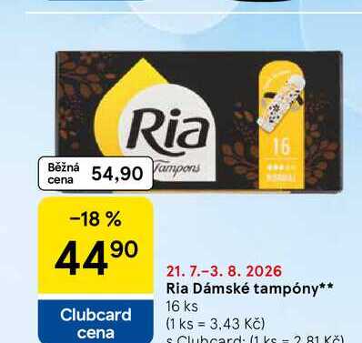 Ria Dámské tampóny, 16 ks