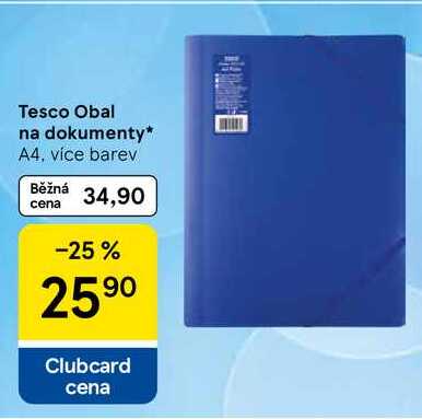 Tesco Obal na dokumenty, A4. více barev  