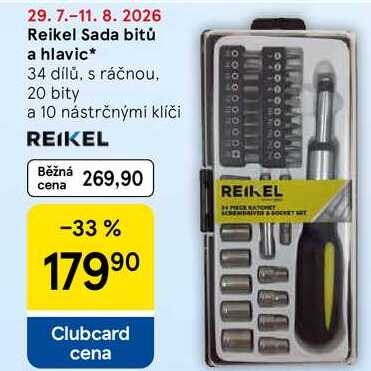 Reikel Sada bitů a hlavic, 34 dílů, s ráčnou. 20 bity a 10 nástrčnými klíči