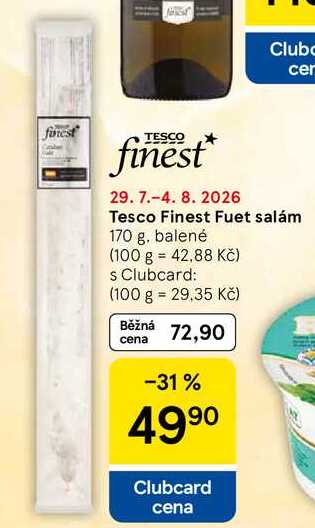 Tesco Finest Fuet salám, 170 g, balené 