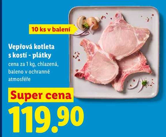 Vepřová kotleta s kostí - plátky, cena za 1 kg