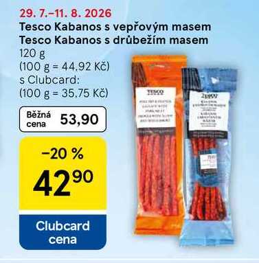 Tesco Kabanos s vepřovým masem, 120 g