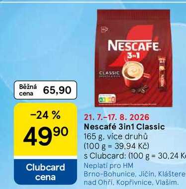 Nescafé 3in1 Classic, 165 g, více druhů