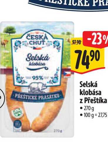 Selská klobása z Přeštíka 270 g