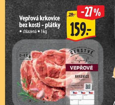 Vepřová krkovice bez kosti - plátky 1 kg