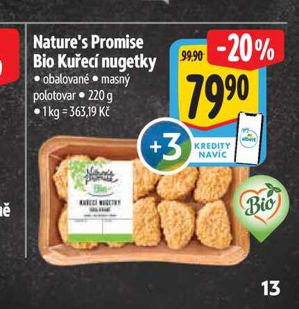 Nature's Promise Bio Kuřecí nugetky 220 g