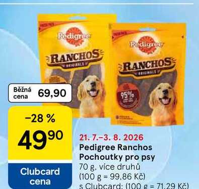 Pedigree Ranchos Pochoutky pro psy, 70 g, více druhů