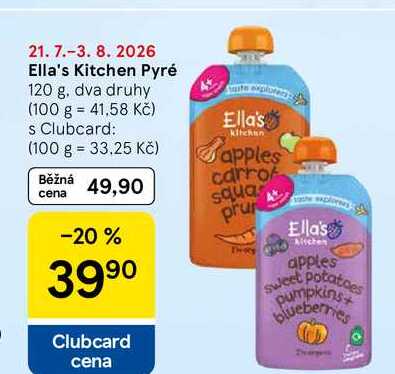 Ella's Kitchen Pyré, 120 g, dva druhy