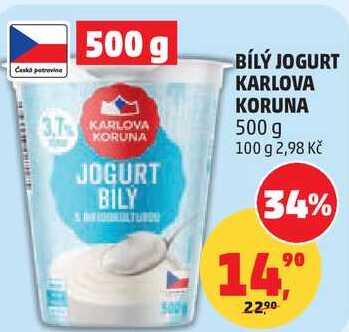 BÍLÝ JOGURT KARLOVA KORUNA, 500 g 