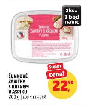 ŠUNKOVÉ ZÁVITKY S KŘENEM V ASPIKU, 200 g  