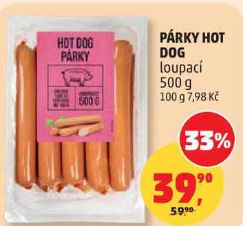 PÁRKY HOT DOG loupací, 500 g  