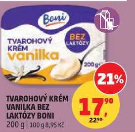 TVAROHOVÝ KRÉM VANILKA BEZ LAKTÓZY BONI, 200 g  