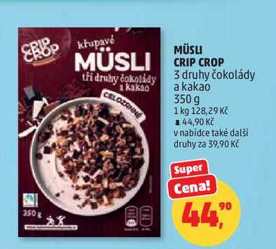 MÜSLI CRIP CROP tři druhy čokolády, 350 g 