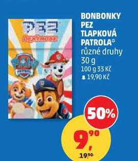 BONBONKY PEZ TLAPKOVÁ PATROLA různé druhy, 30 g