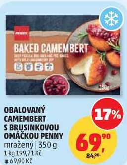 OBALOVANÝ CAMEMBERT S BRUSINKOVOU OMÁČKOU PENNY mražený, 350 g