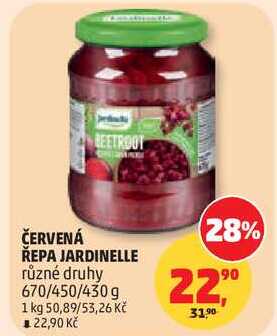 ČERVENÁ ŘEPA JARDINELLE různé druhy, 670/450/430g  