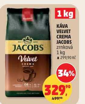 KÁVA VELVET CREMA JACOBS zrnková, 1 kg