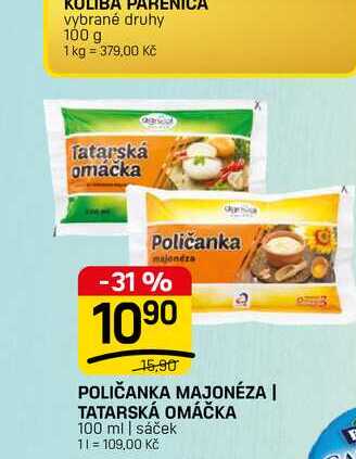POLIČANKA MAJONÉZA | TATARSKÁ OMÁČKA 100 ml | sáček