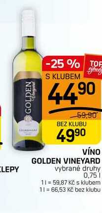 VÍNO GOLDEN VINEYARD vybrané druhy 0,75l