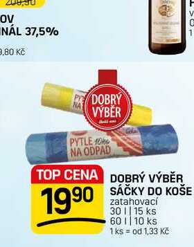 DOBRÝ VÝBĚR SÁČKY DO KOŠE zatahovací 30 || 15 ks