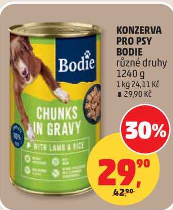 KONZERVA PRO PSY BODIE různé druhy, 1240 g  