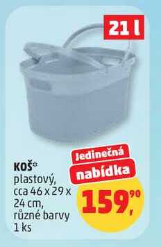 KOŠ plastový, cca 46x29x 24 cm, různé barvy, 1 ks   