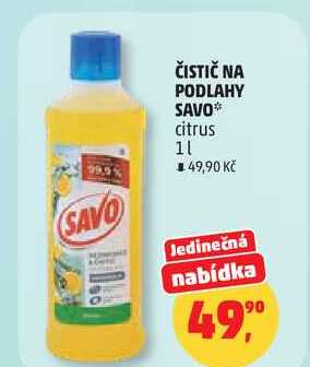 ČISTIČ NA PODLAHY SAVO citrus, 1 l