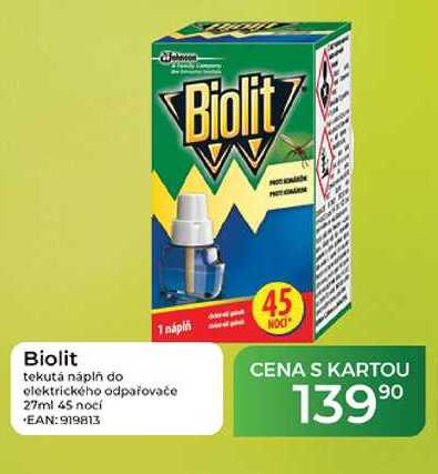 Biolit 45 1 náplň NOC Biolit tekutá náplň do elektrického odpařovače 27ml 45 nocí 