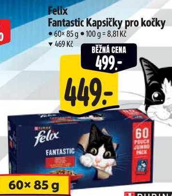 Felix Fantastic Kapsičky pro kočky, 60x 85 g 