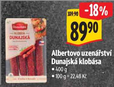 Albertovo uzenářství Dunajská klobása, 400 g
