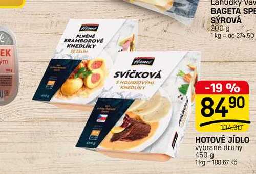 HOTOVÉ JÍDLO vybrané druhy 450 g