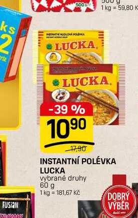 INSTANTNÍ POLÉVKA LUCKA vybrané druhy 60 g 