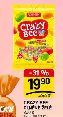 CRAZY BEE PLNĚNÉ ŽELÉ 200 g 