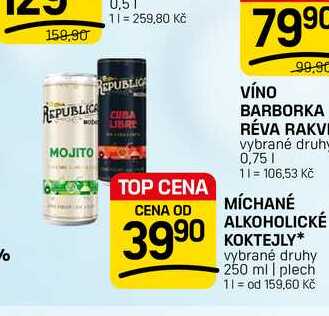 MÍCHANÉ ALKOHOLICKÉ KOKTEJLY* vybrané druhy 250 ml | plech